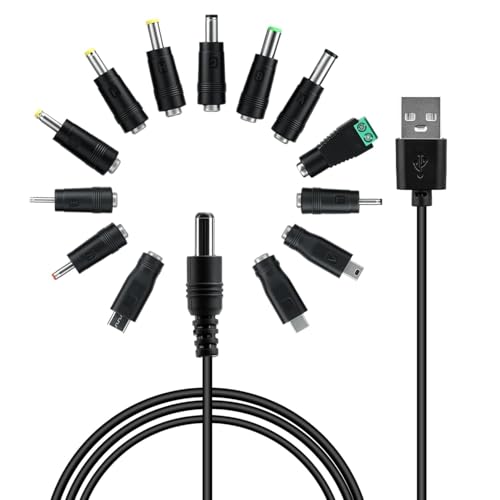 Tolesum USB auf DC Stecker Kabel,13 in 1 USB A auf Hohlstecker Ladekabel mit 13 Stecker, Netzkabel Stromkabel Adapterkabel für Router,TV Box