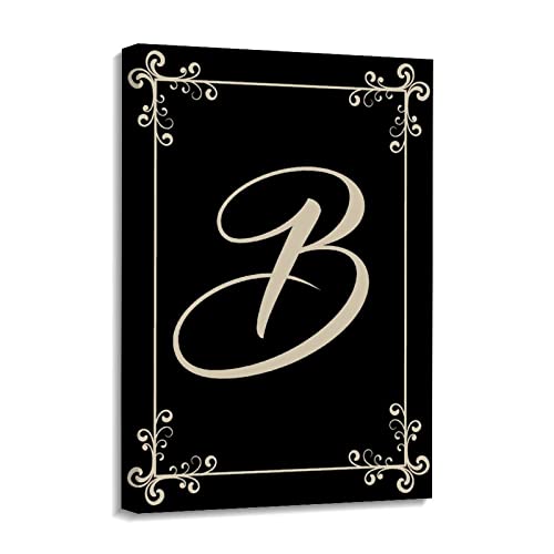 Tableau initial B fleurs classiques avec cadre noir de qualité supérieure