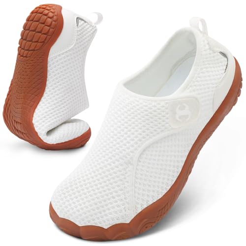 Women Beach Pool Water Hiking Shoes Wide Barefoot Shoes for Women Comfortable Orthopedic Neuropathy Diabetic Bunion Nursing Shoe Non Slip Summer Spring Zero Drop Reef Flats Sandals Rubber White Size