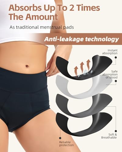 Incontinence Underwear for Women, Absorbency LeakProof Postpartum Underwear Period Panties Women Menstrual Briefs4
