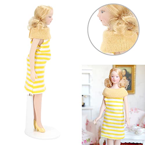Muñeca para Casa de Muñecas 1:12 Mujer Vestido Amarillo miniatura 2