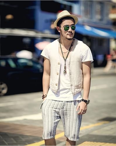 Men's Linen Vest Casual Business Lightweight Waistcoat Slim Fit Suit Vest2