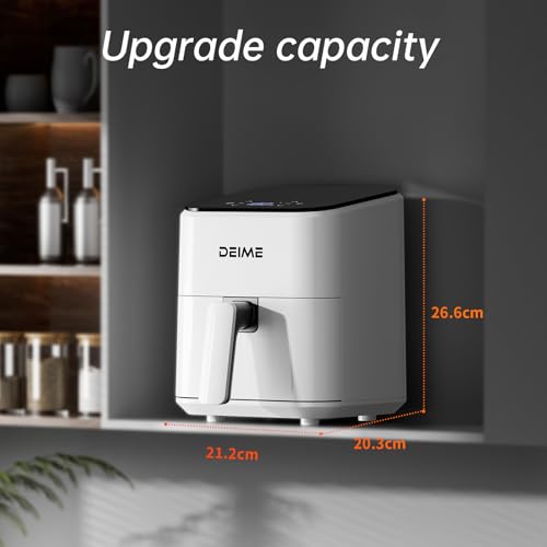 Compacte heteluchtfriteuse, 2,5 l, met mand en anti-aanbakrooster, kleine heteluchtfriteuse met eenvoudig touchscreen, keukenapparaat voor gezonde en vetarme maaltijden, ruimtebesparend fornuis - Afbeelding 3