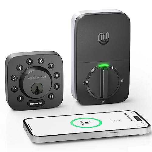 ULTRALOQ U-Bolt Smart Lock, 5-in-1 Keyless Entry Door Lock with App Control, Bluetooth, Keypad, Auto Unlock, Auto Lock, Smart Deadbolt Lock, Smart Locks for Front Door, Smart Deadbolt, Black ULTRALOQ U-Bolt Smart Lock, 5-in-1 Keyless Entry Door Lock with App Control, Bluetooth, Keypad, Auto Unlock, Auto Lock, Smart Deadbolt Lock, Smart Locks for Front Door, Smart Deadbolt, Black