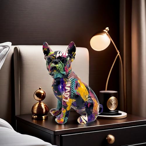 Estatua de Bulldog Francés en Resina Colorida 5.5x4.3x7.7 in miniatura 5