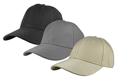 Image of Gelante Plain Baseball Cap Adjustable Back Strap 3 PC