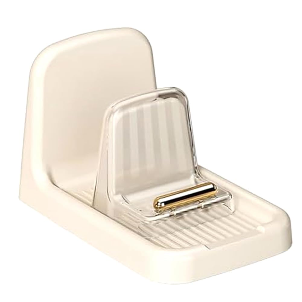 CTRLZS Countertop Pot Lid Holder Heavy-Duty Organizer Rack Plastic Spoon Stand Kitchen Fork Spatula Pan Cover Shelf Easy Install White