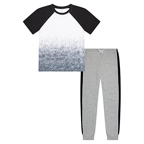 US Angels Dreamlife Boys Pajama Sleepwear Set, Paint Splatter Short Sleeve Jogger, 8 Cover