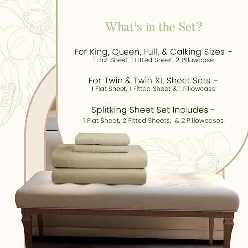 Image of 15 inch Deep Pocket Queen Sheets Set, 800 Thread Count Cotton Bed Sheets, Linen | 4-Piece Queen Size Bed Sheet & Pillowcase Sets, Styles Your Master & Guest Bed Rooms, OEKO TEX Certified, All Seasons