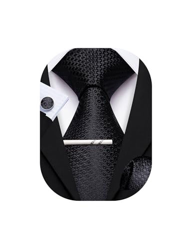 Image of YOHOWA Men Plaid /Striped Ties Set Silk Business Wedding Formal Fashion Necktie and Pocket Square Cufflinks Set
