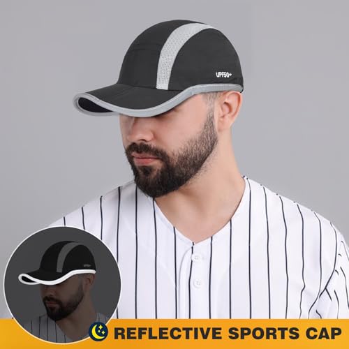 Image of 2 Pack Foldable Baseball Caps for Men and Women, Running Cap Sports Hat | UPF 50+ Sun Protection, Quick Dry and Portable
