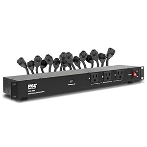 Pyle 19 Outlet 1U 19″ Rackmount PDU Power Distribution Supply Center Conditioner Strip Unit Surge Protector 15 Amp Circuit Breaker USB Multi Device Charge Port 15FT Cord (PCO860) Black