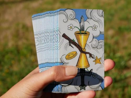 Image of AYME Totally Unofficial Adventure Time Tarot Card Game in A Tin A 78-Card Deck with Guidebook Gilded Golden (Limited Edition) 400 GSM Gold Core Cardstock for Adults