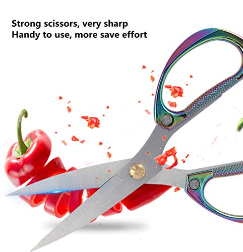 Multi-Purpose Kitchen Shears Scissors, Heavy Duty Stainless Steel Scissors With Strong Straight Edge Snips Golden Handle #TOP1