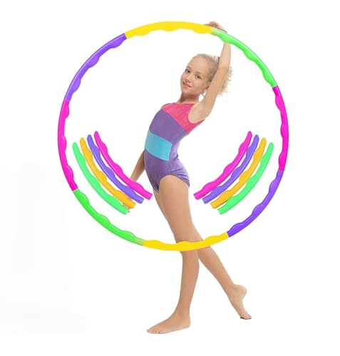 Kids Adjustable Hula Hoops 6 to 8 Sections Detachable Snap-Together Design Colorful Lightweight Exercise Rings for Fitness Fun Sports Outdoor & Indoor Games Dance & Physical Activity