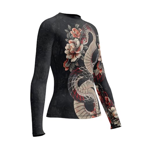 Women’s Long Sleeve Snake Rash Guard – Compression Base Layer for MMA, Jiu Jitsu, and No-Gi Training2