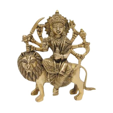 Statue Devi Durga Maa laiton, sculpture hindoue et décoration spirituelle maison