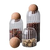 LIANGGM Mason Jars Tarro de Albañil Juego De 3 Tarros Cristal For Almacenamiento Con Tapones Corcho, Prácticos For Guardar Conservas