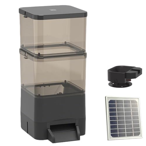 Alimentador de Peces Solar Wi-Fi, dispensador automático del Estanque 20L con el Control Remoto, porción Ajustable, IP65 Resistente a la Intemperie, admite Koi y Tanque, Negro