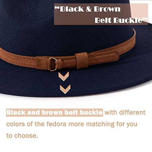 Image of Lisianthus Men & Women Vintage Wide Brim Fedora Hat | Classic Belt Buckle Decor, Adjustable Drawstring, Inner Breathable Sweatband, Timeless Style, Ideal for Travel & Daily