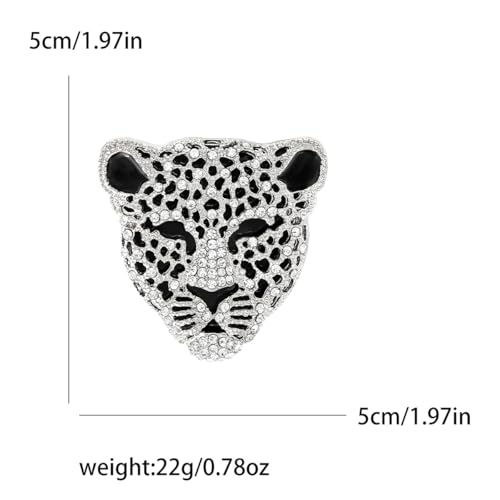 Image of Rheinstone Leopard Brooch Vintage Black Enamel Spotted Leopard Head Brooch Pin Gold Silver Black Leopards Brooch Trendy Clothing Hat Bag Accessories Christmas Birthday Party Jewelry