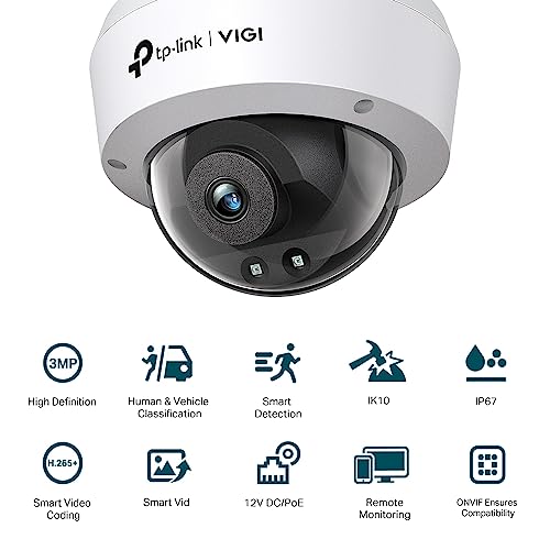 Image of TP-Link VIGI C230I(4mm) 3MP IR Dome Network Camera| Smart Security CCTV 4mm Lens | IK10 Vandal-Proof & IP67 Waterproof | H.265+ | Smart Video Enhancement |Night Vision - 1296P