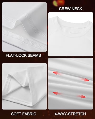 Roadbox Boys Compression Thermal Shirt - 1-2 Pack Youth Long Sleeve Fleece Base Layer Undershirts Football Baseball4