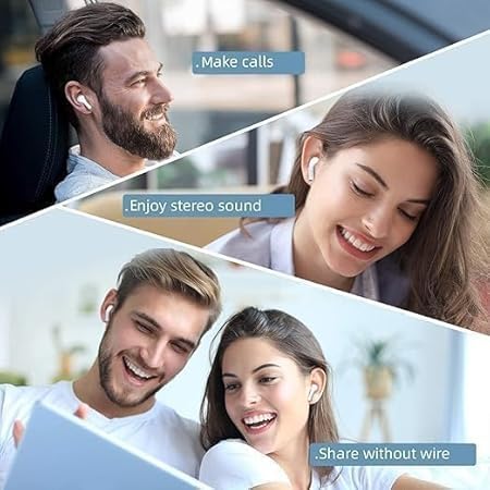 Image of Wireless Earbuds Bluetooth 5.1 TWS Earphones Full Touch Control Headphones Built-in Microphone Immersive Sound Quality Ensure Fast Stable & Connection Smart LED Headset Sports Bud (Black)