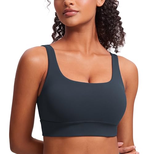Image of CRZ YOGA Butterluxe U Back Sports Bras | Light Support, Removable Pads, Yoga, Extremely Soft, Longline, Scoop Neck, Wide Straps, for Women