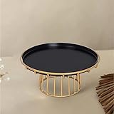 Anasay Modern Round Cake Stand, Black & Gold, Metal Dessert Display for Party & Wedding Decoration