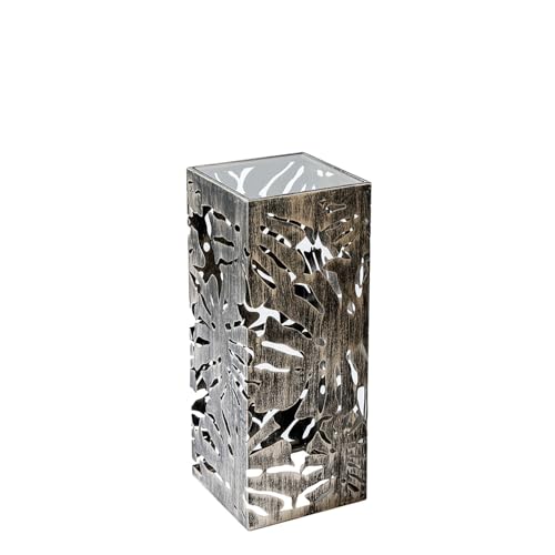 Casablanca Säule Flora aus Glas und Metall - bronzefarben - antikfinish - Blattmotiv - Höhe 70cm x Breite 27cm - Dekosäule