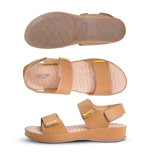 Image of DOCTOR EXTRA SOFT Women's Comfort Sandals with Memory Foam Cushion & TPR Outsole|Stylish & Lightweight Casual & Non-Slip Diabetic | Orthopedic Flip Flops /Slippers Adjustable Strap Ladies & Girls D-619