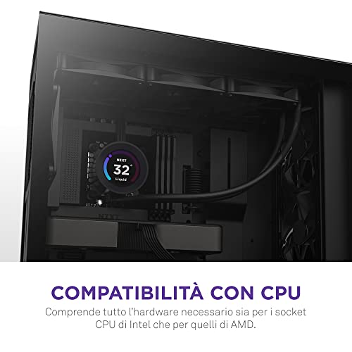 Kraken Elite 360 - RL-KN36E-B1-360mm AIO CPU Liquid Cooler - Customizable 2.36" Wide-Angle LCD Display for GIFs, Images, Performance Metrics and More - 3 x F120P Fans - Black - Sistema di raffreddamento - Immagine 7