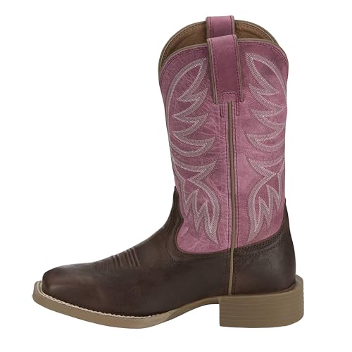 Justin Boot Company Womens Brown Water Buffalo Vamp 11In Pink Buffalo Top Cowgirl Boot2