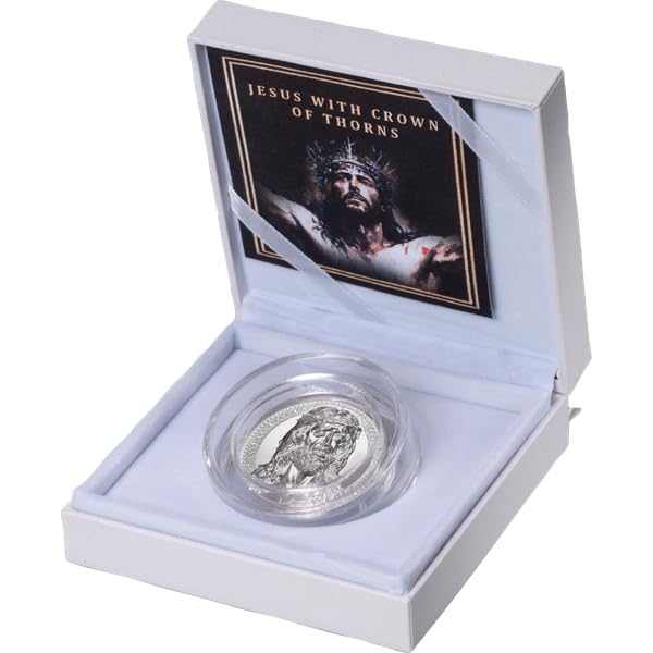 Miniatura 5 de 2024 Cameroon Jesus Christ Crown of Thorns 1 oz. Silver 2000 Francs CFA Brilliant Uncirculated Coin with Case