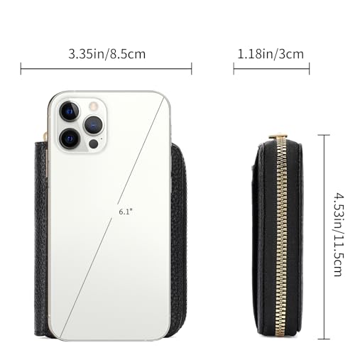 Image of GAEKEAO Wallet Women RFID Blocking Leather Small Compact Zip-Around Credit Card Holder with ID Window & Zipper Pocket
