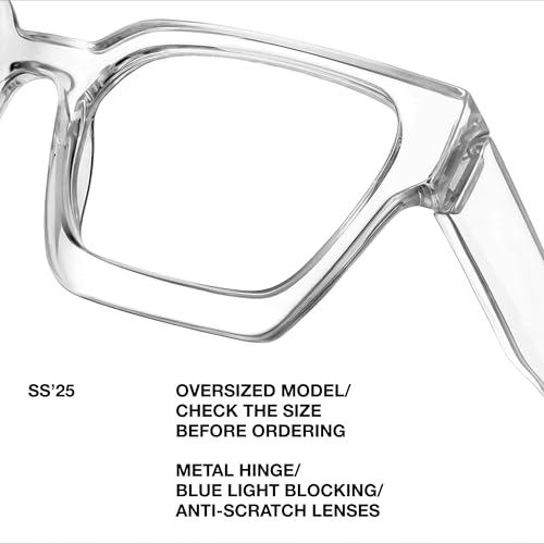Image of livho Oversized Eyewear Frame for Woman and Men - Rectangle Fashion Glasses for Computer, Chic Preppy Frame