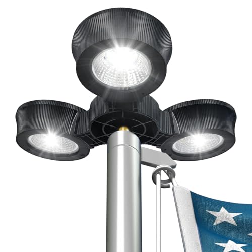 KARLIOBE Flagpole Light Solar Powered 3000 Lumes 100% Flag Coverage for Most 15 to 25 Ft FlagPole IP65 Waterproof Light Up American Flag Outdoor with 3 Modes from Dusk to Dawn
