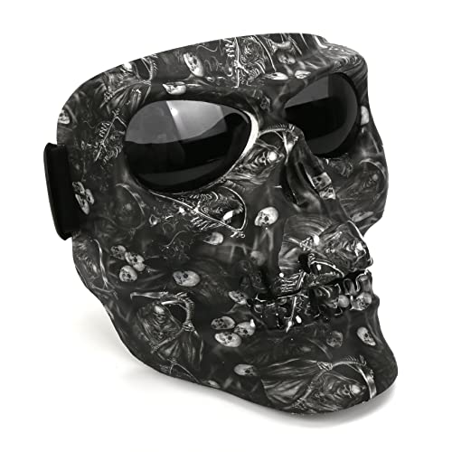 Outamateur Skull Goggle Mask Riding Mask Safety Road Riding Uv Motorbike Glasses (Grey Mask) #TOP7