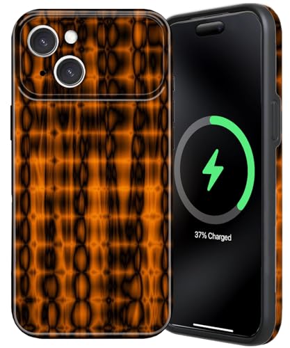Coque iPhone 14 et 13 écaille de tortue marron ambré MagSafe