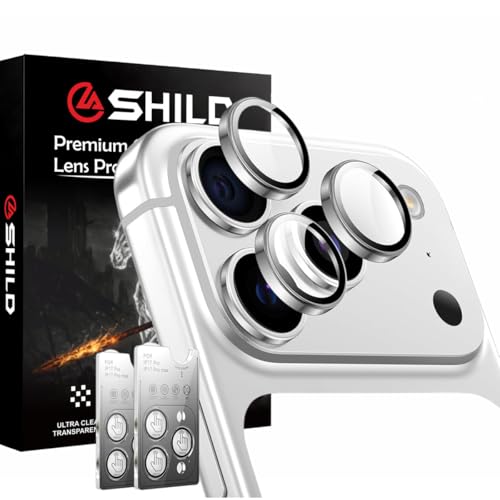 Image of SHILD Camera Lens Protector Compatible with iPhone 17 Pro /iPhone 17 Pro Max (2-Pack) Silver | 9H Tempered Glass, Military-Grade Protection, Ultra-Slim, Case-Friendly, Easy Install Frame