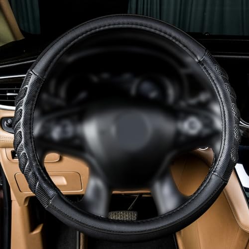 Flying Banner car Steering Wheel Cover Faux Leather Massage Universal fit 3D Honeycomb Hole Anti-Slip Sporty 15 Inches (Black Black) by Flying Banner - Image 2