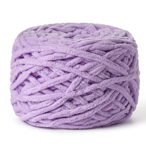 Image of Fluffy Chenille Chunky Yarn for Crocheting 100g(65.6yd) - Baby Yarn for Crocheting Soft - Velvet Yarns for Crochet Blanket - Amigurumi Crochet Yarns (Purple)