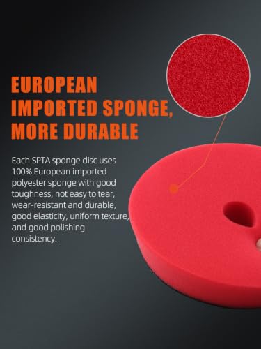 Image of SPTA Red T10 Ultra-Fine Finishing Foam Polishing Pads, 1Pc 6.5 Inch Face for 6 Inch 150mm Backing Plate Compound Buffing Sponge Pads for Car Buffer Polisher Compounding, Polishing and Waxing -FPBFS6R