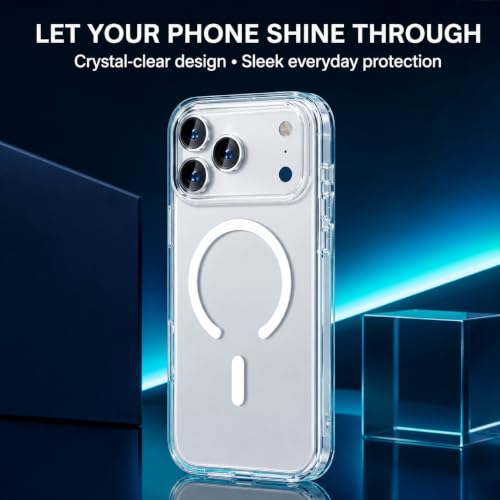 Image of MAGA Back Case Cover for Apple iPhone 17 Pro, Crystal Clear Magnetic Case Compatible with MagSafe, Hybrid Hard PC Back & Soft TPU Bumper, Shockproof Protective Cover - Clear