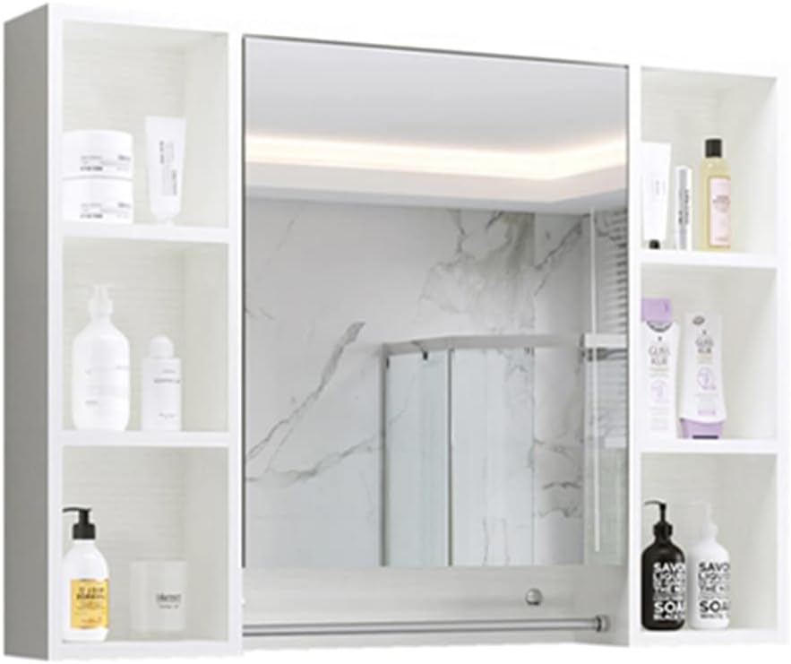 Bathroom Wall Cabinet, Mirror Cabinet, Storage, Bathroom Mirror Cabinet, Bathroom Mirror Box, Wall Mirror with Shelf,White-80 * 75 * 14cm
