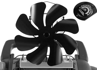 VODA Heat Powered Stove Fan 8 Blades for Heaters (Included Bracket) with Thermometer, Wood Stove Fans Non Electric Fireplace Fan Thermal Fan for Wood Burning Stoves