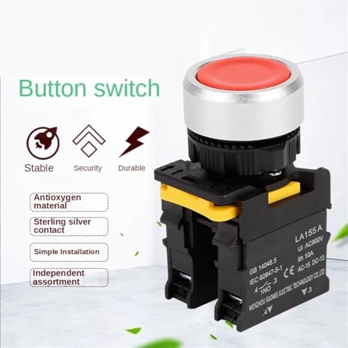 Interrupteur à bouton étanche 22mm 1NO commande momentanée pour boîtier externe