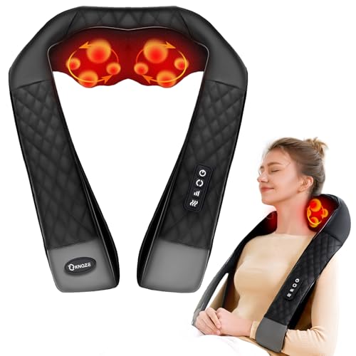 Neck Massager with Heat Neck Massager for Pain Relief Deep Tissue 4D Deep Tissue Kneading Massage for Back Leg Full Body Muscle Pain Relief Ergonomic Design Ideal Gift for Women Men Not Cordless