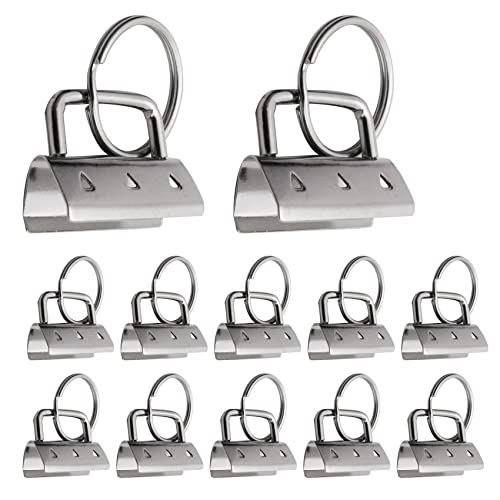 Dovhmoh 50Pcs Key Fob Hardware with Split Rings Set Tail Clips for Wristlet Clamp Lanyard Keychain DIY Tool with Ring